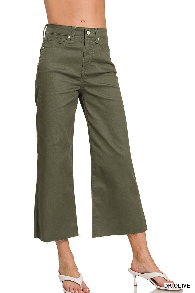 Cheryl  High Rise Flare Cropped Color Denim Pants