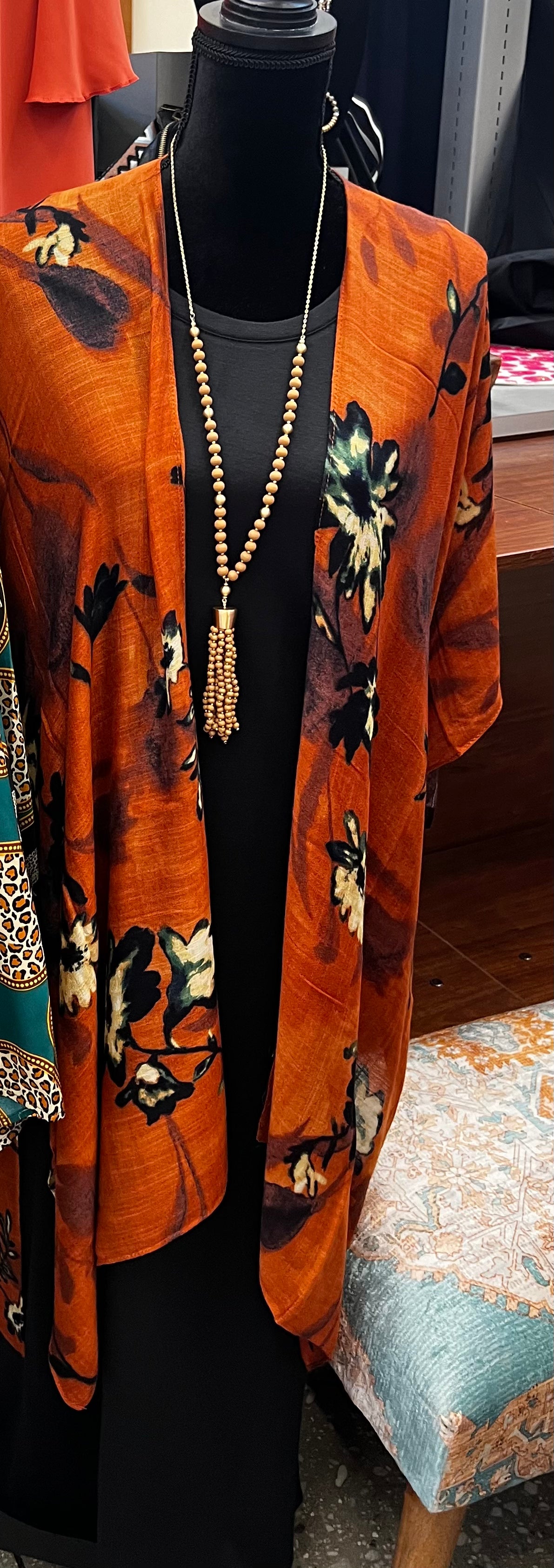 Burnt Orange Floral Kimono