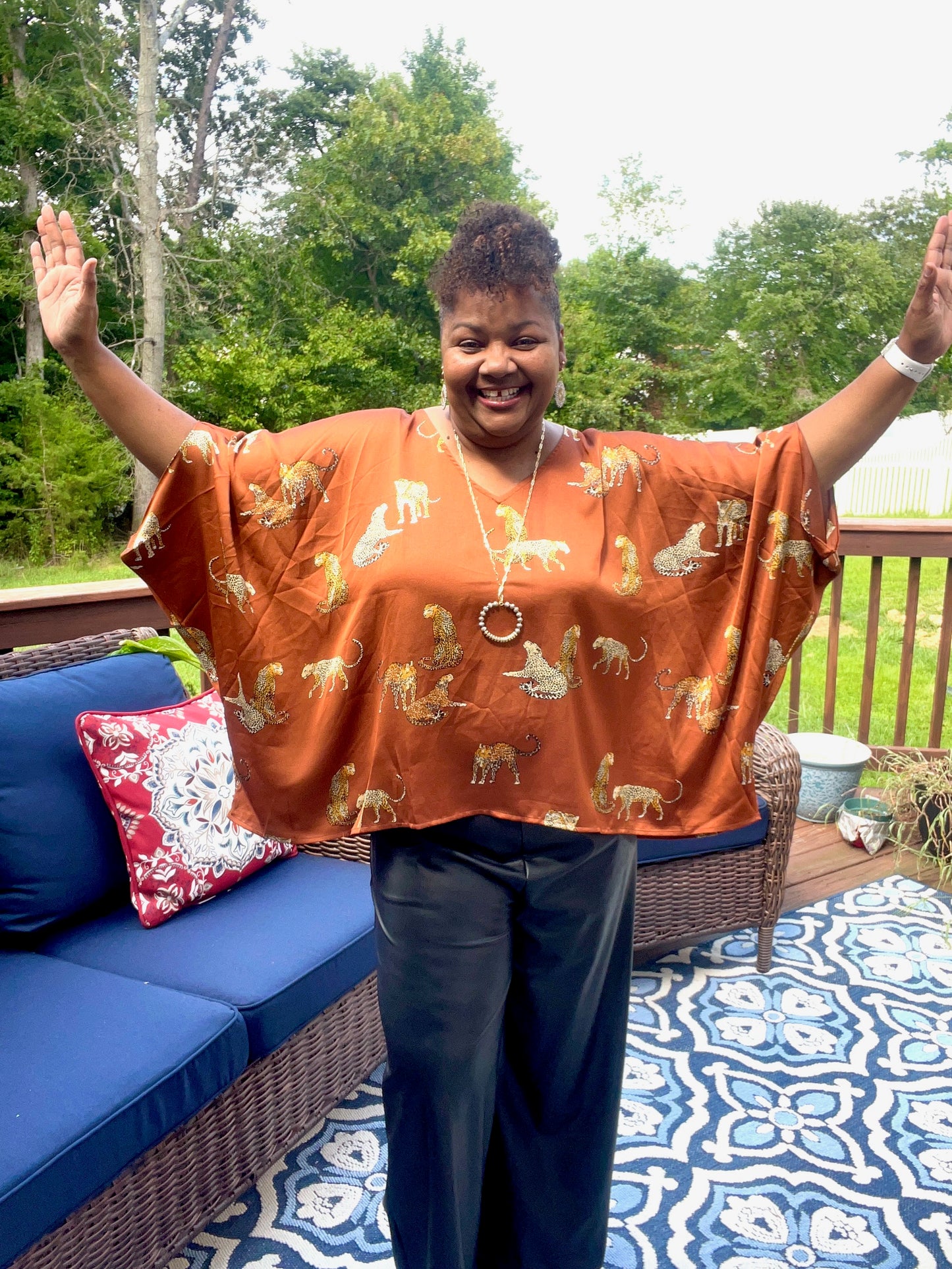 Leopard Print Dolman Blouse Top