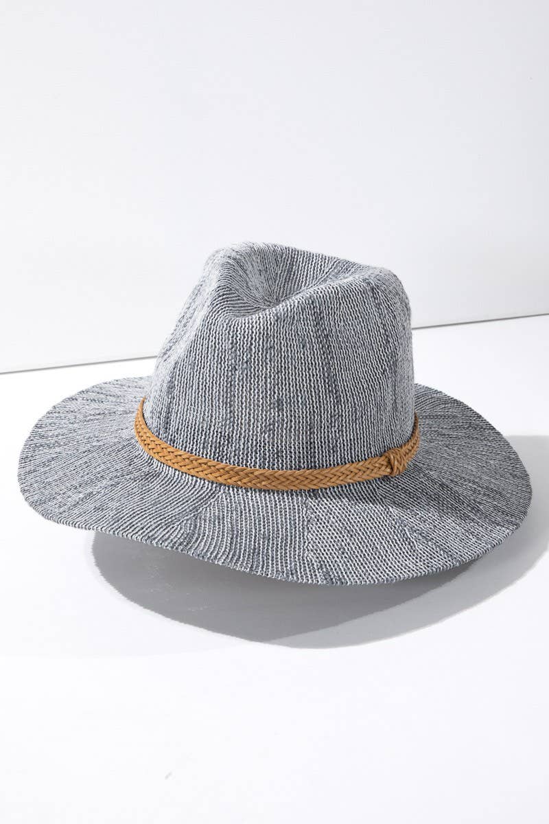 Nubby Panama Hat with Braid Trim