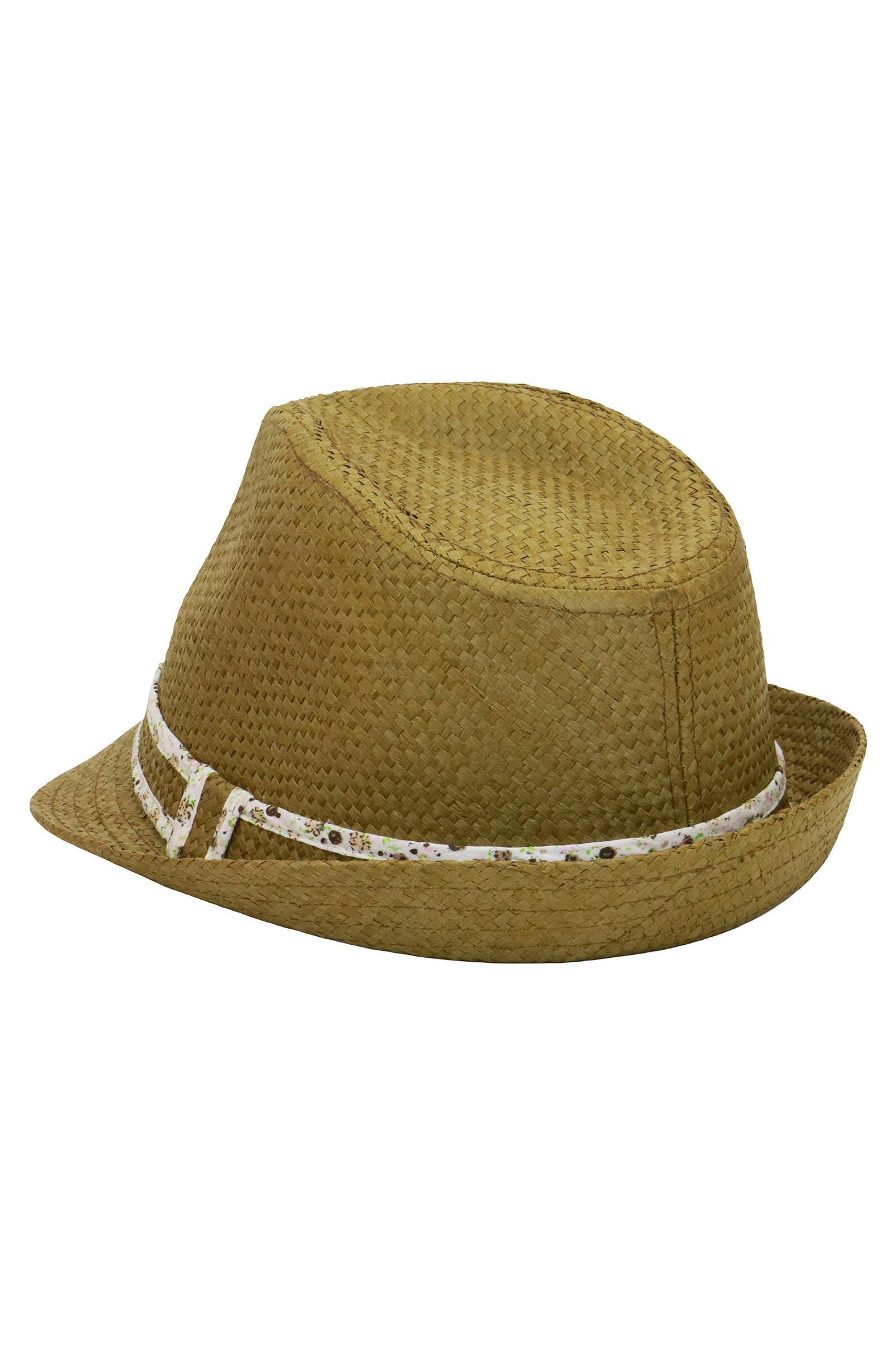 Colorful Floral Monochrome Band Straw Fedora Hat