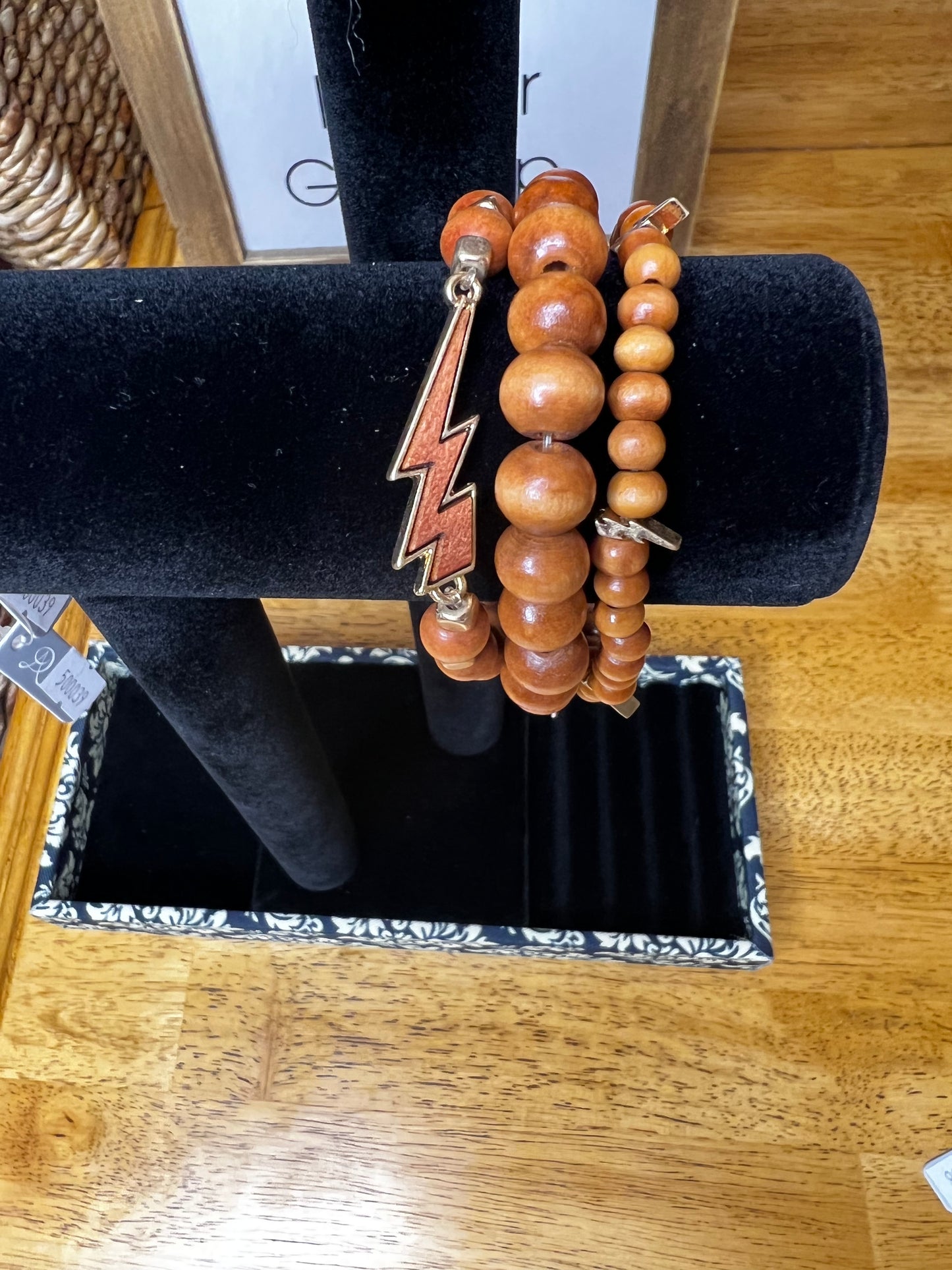 THREE STRAND WOODEN BEADS BRACELET