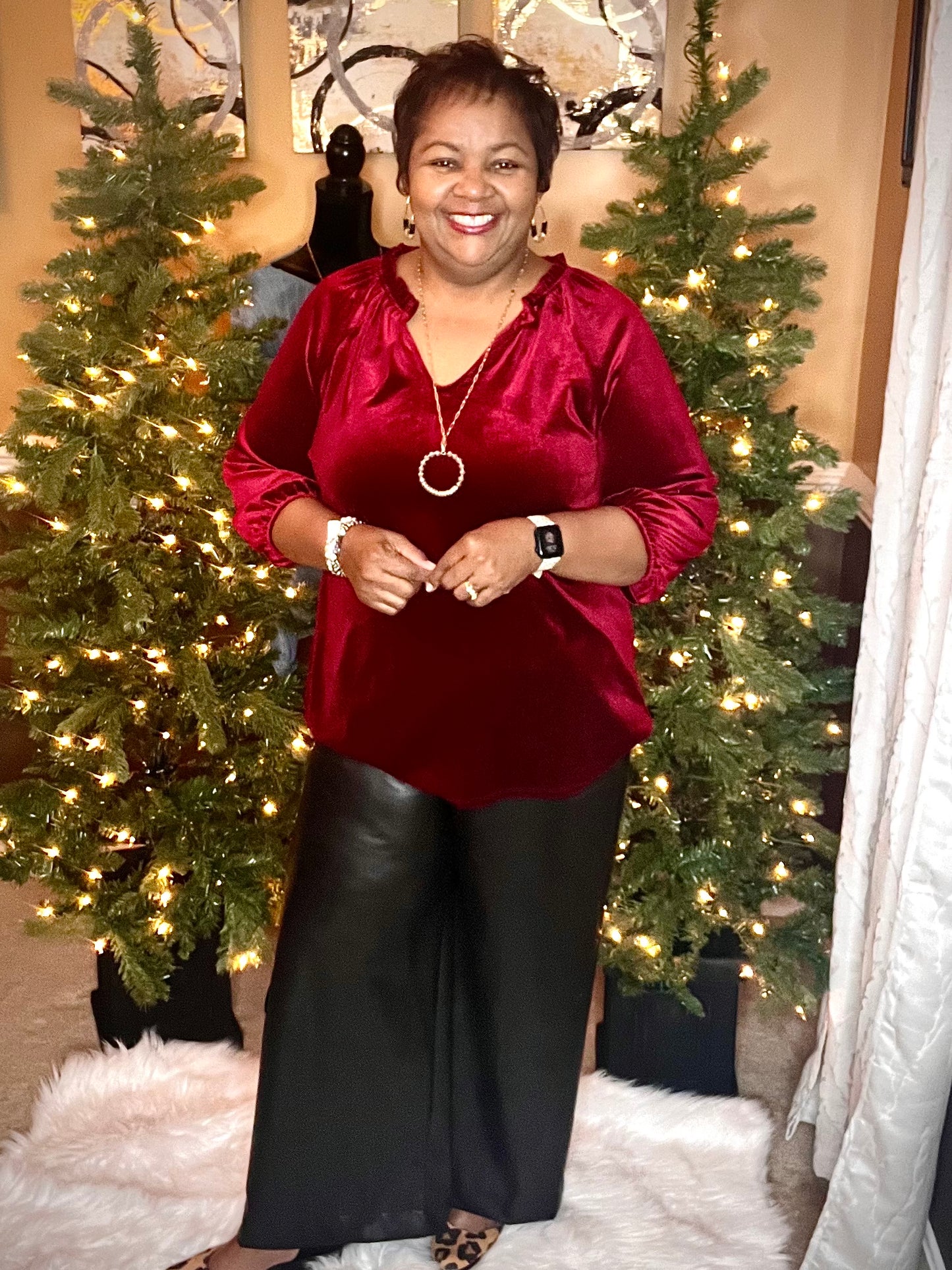 PLEATHER CROPPED PANT