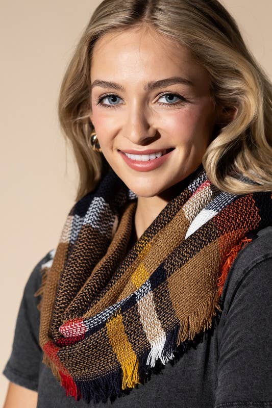 Basic Everyday Plaid Infinity Scarf