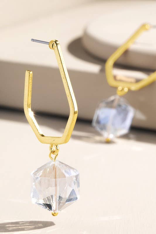 Steel Teardrop Faux Stone Earrings