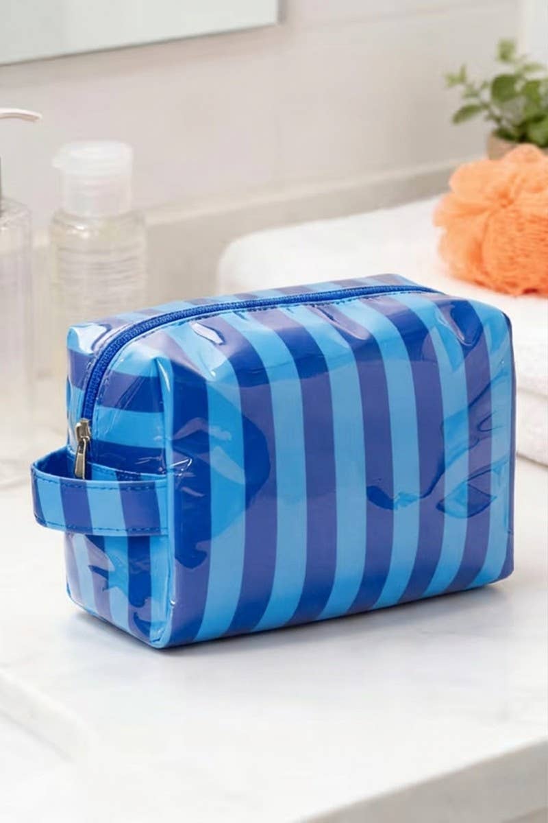 Striped PVC Cosmetic Bag Zenana Consgt.