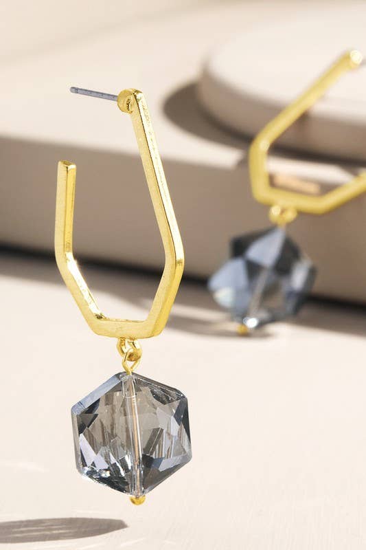 *Special* Steel Teardrop Faux Stone Earrings