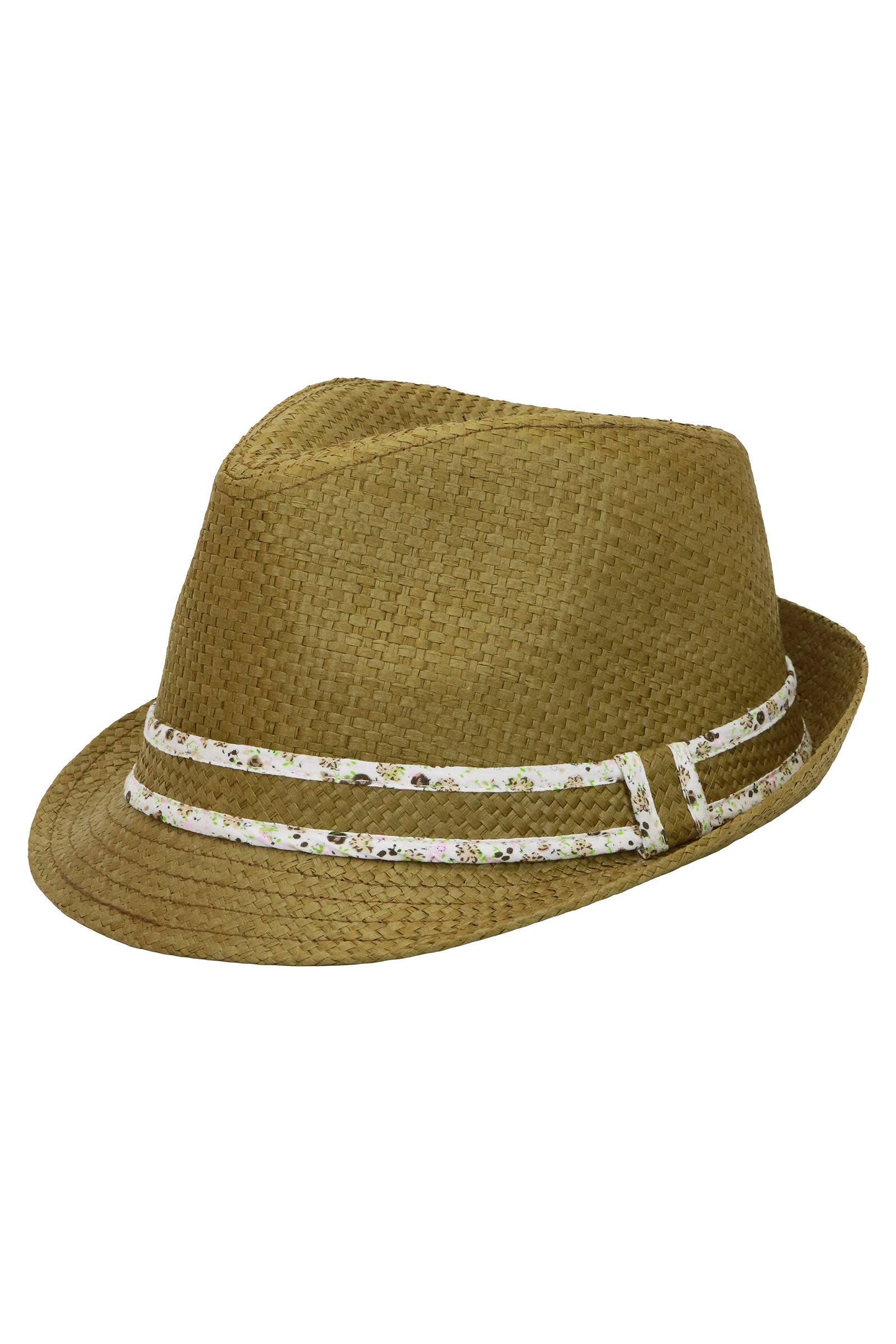 Colorful Floral Monochrome Band Straw Fedora Hat