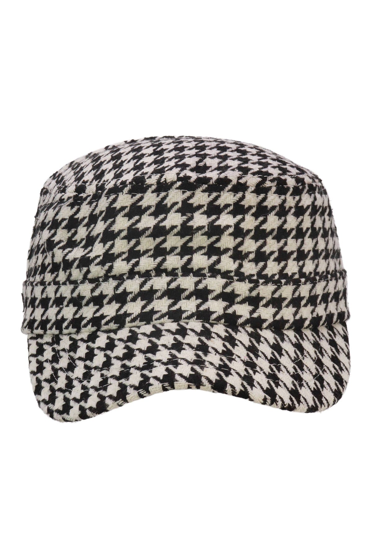 Classic Houndstooth Checkered Woven Cadet Cap