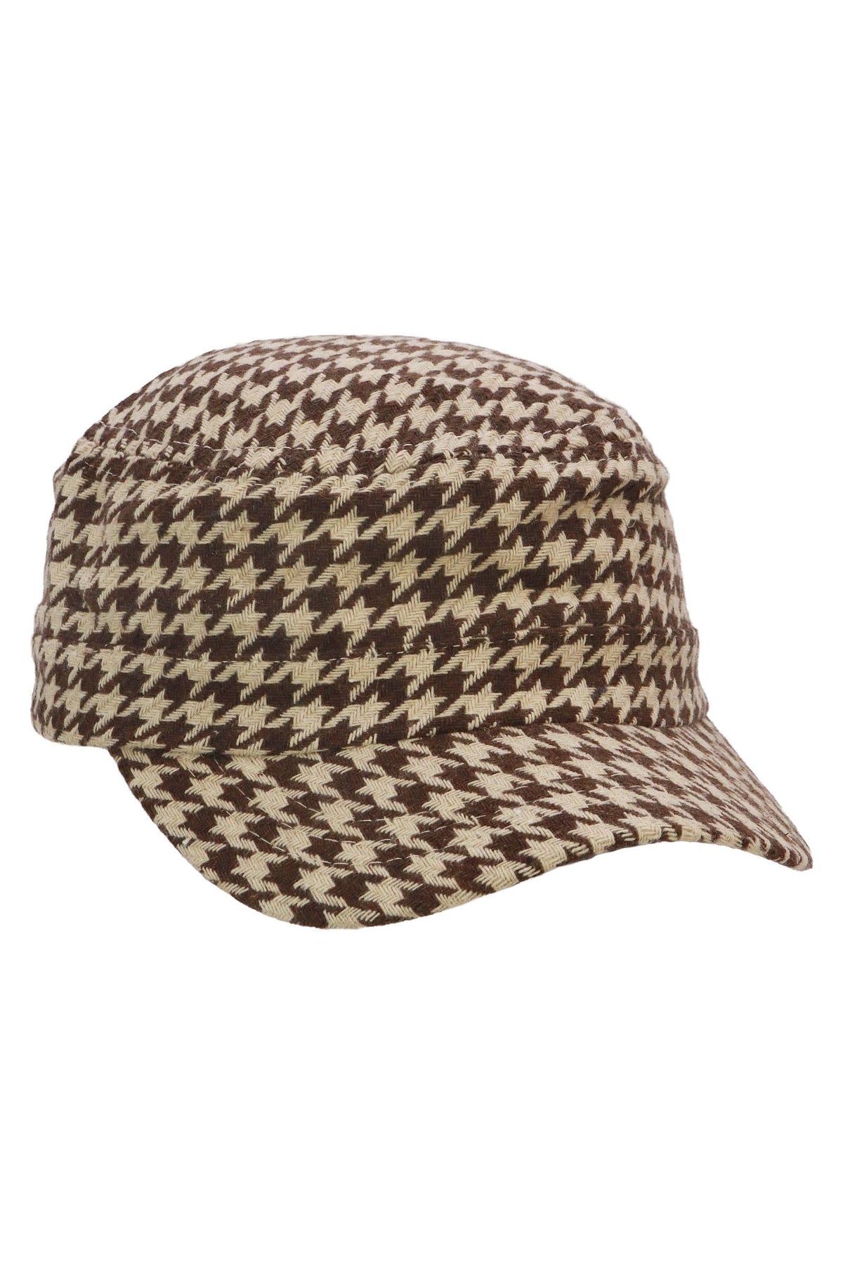 Classic Houndstooth Checkered Woven Cadet Cap