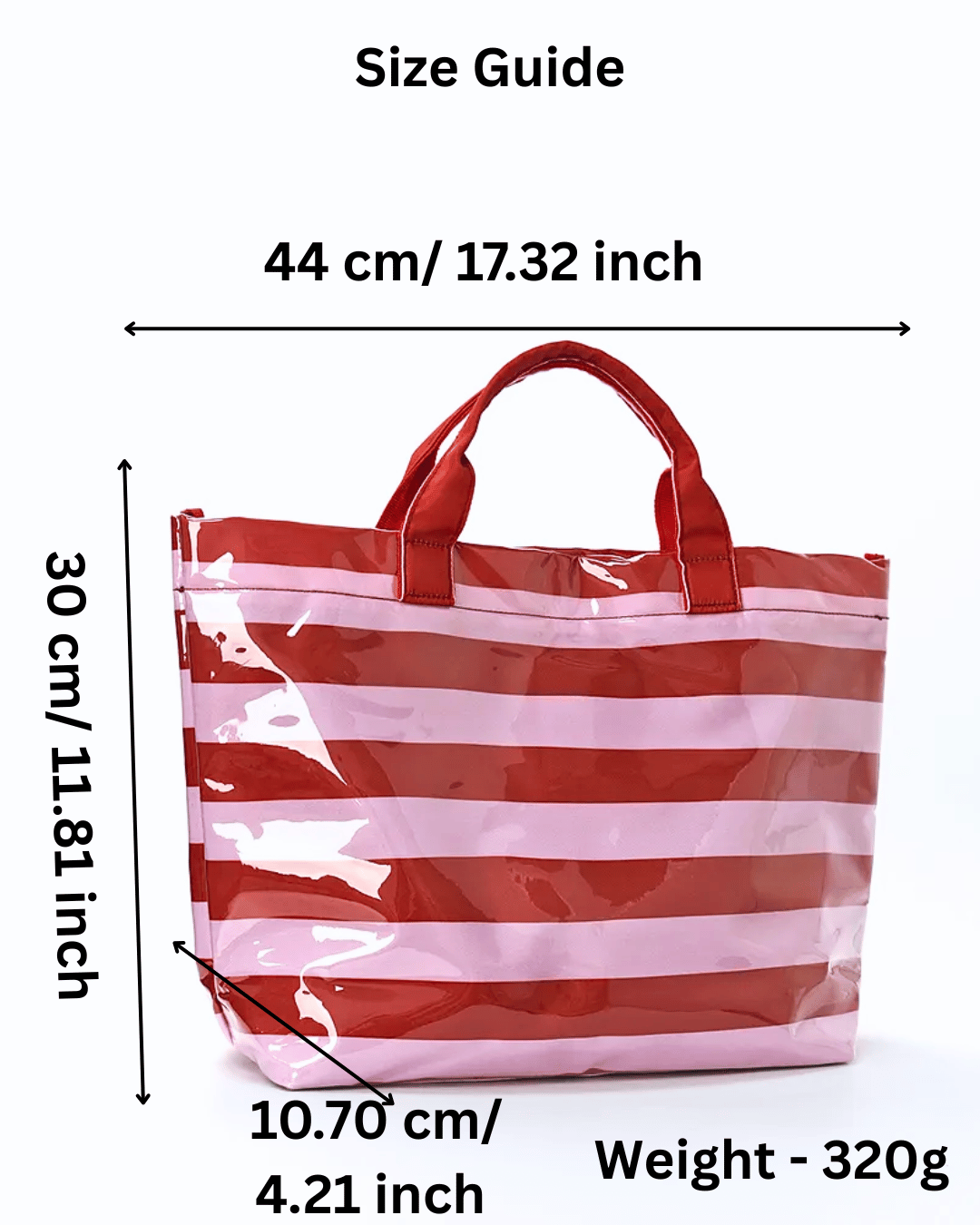 Paloma Beach Striped Tote Large PVC Waterproof Bags-W