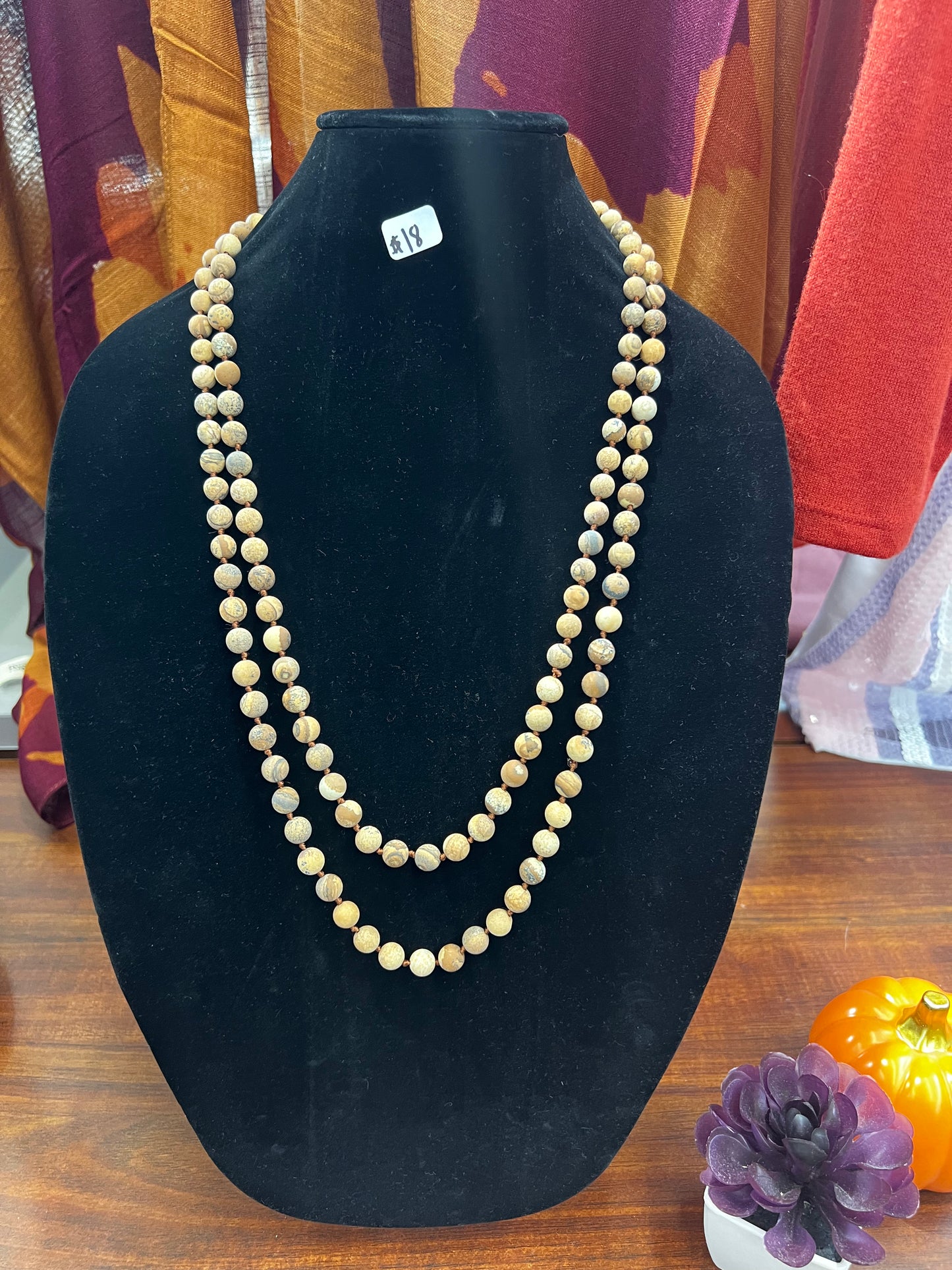 Semi Precious 8mm Long  Breaded Necklace