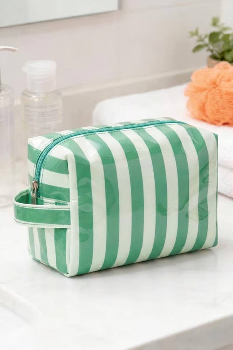 Striped PVC Cosmetic Bag Zenana Consgt.