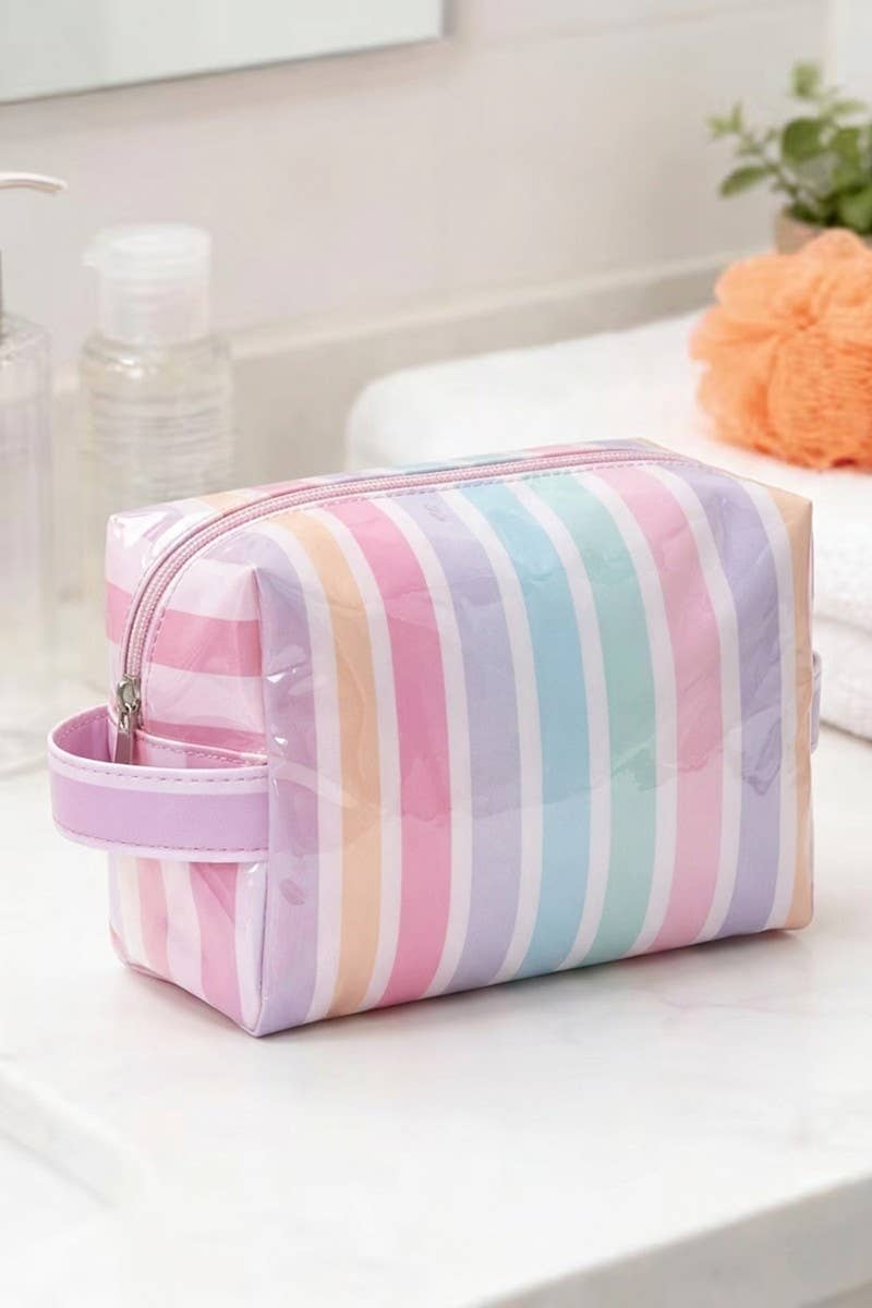 Striped PVC Cosmetic Bag Zenana Consgt.