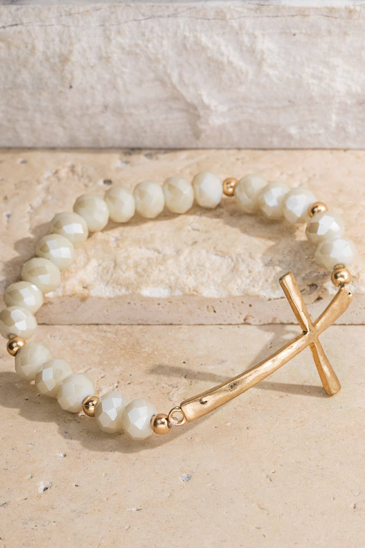 Hammered Metal Cross Bracelet