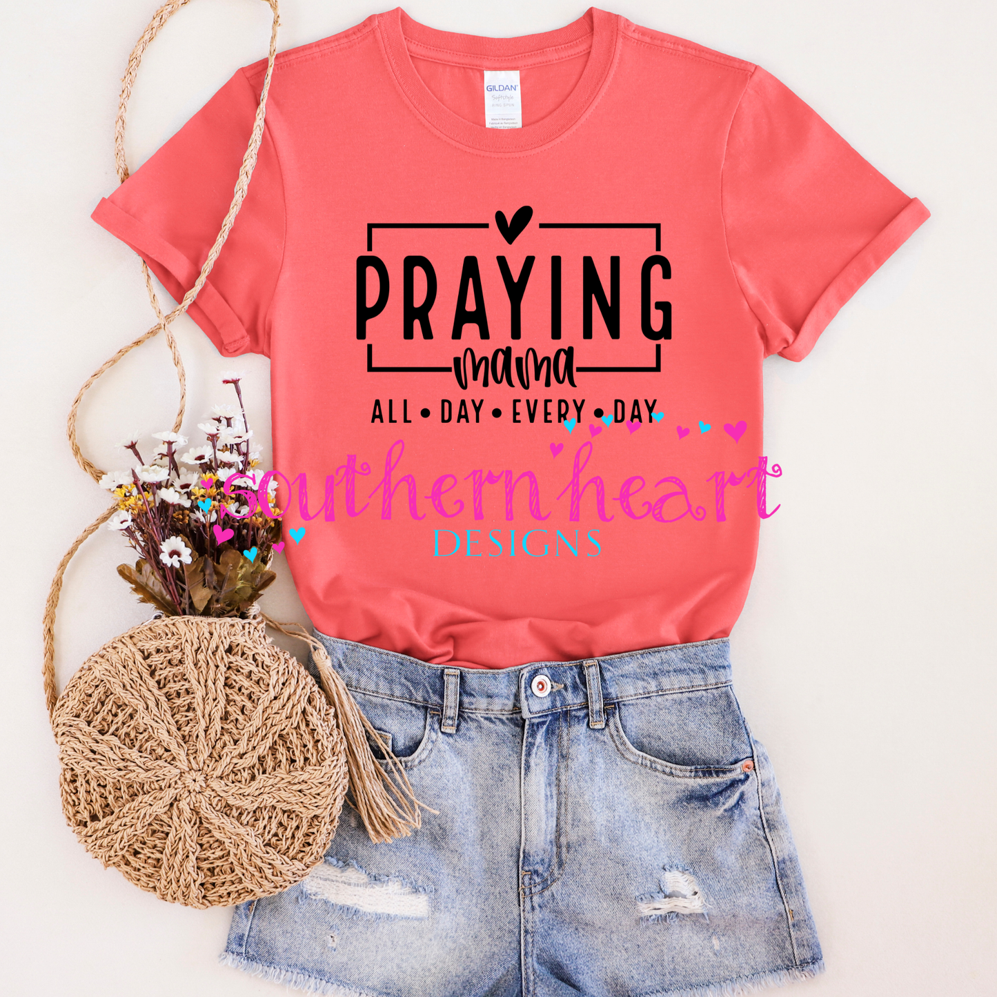 Praying Mama Shirt-Coral