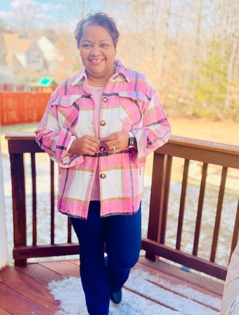 Pink Plaid Fleece Shacket