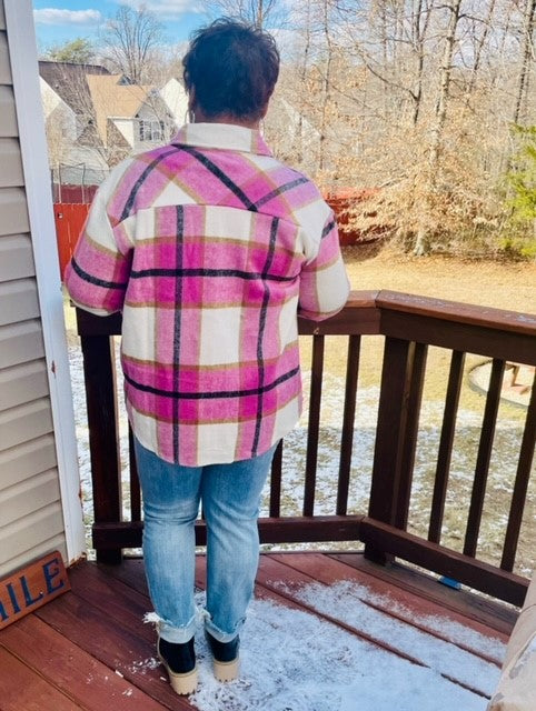 Pink Plaid Fleece Shacket