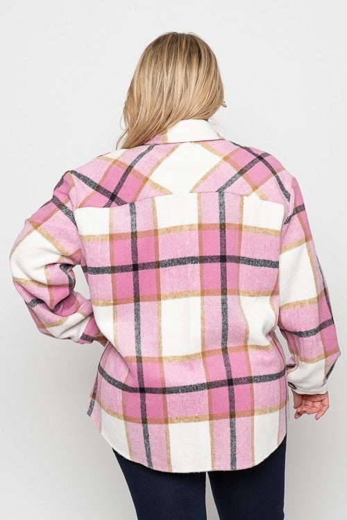 Pink Plaid Fleece Shacket