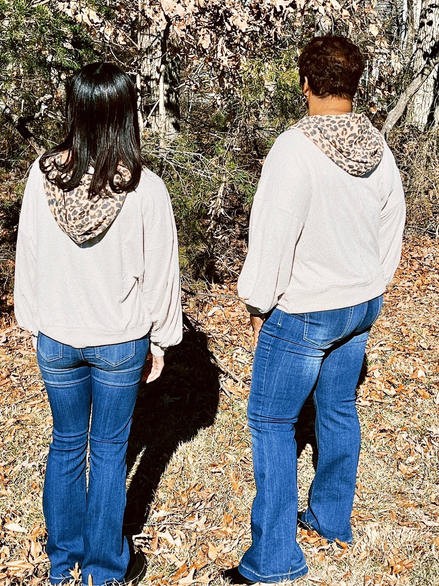 Soft French Terry Reverse Leopard Hoodie