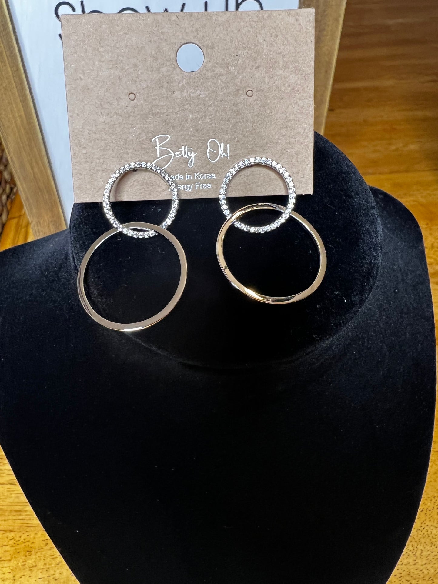 SILVER TONE DOUBLE CIRCLE OF LIFE EARRING