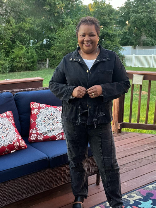 BLACK DENIM MINERAL WASHED BOYFRIEND JEANS