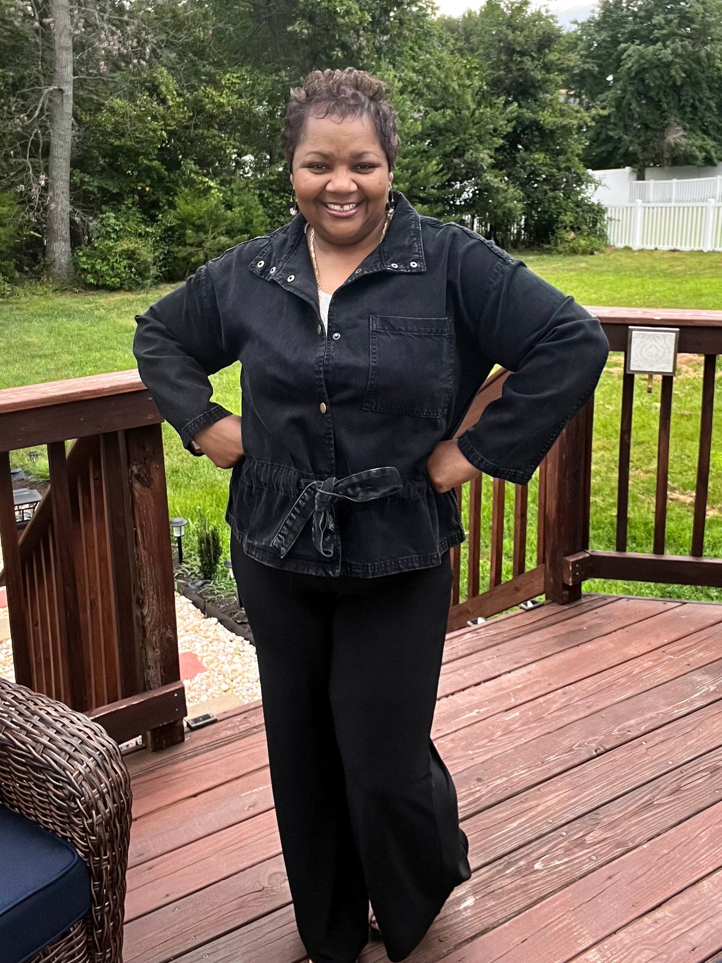 BLACK DENIM MARBLE JACKET