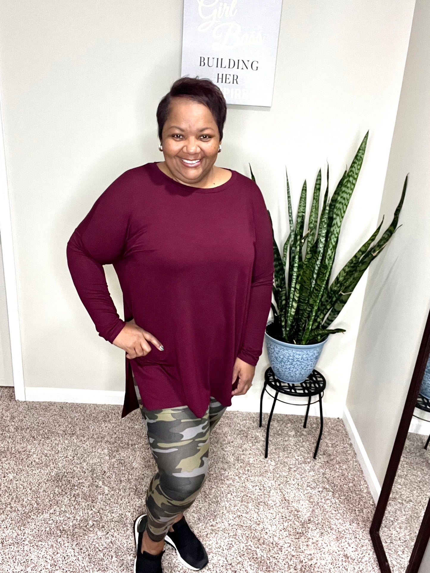 BRUSHED MICROFIBER CAMOUFLAGE WIDE WAISTBAND FULL LENGTH LEGGINGS