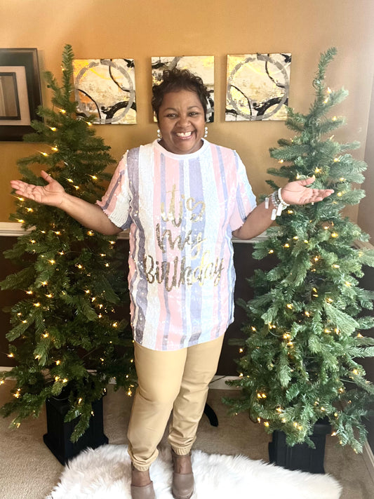 ITS MY BIRTHDAY SEQUIN T-SHIRT DRESS