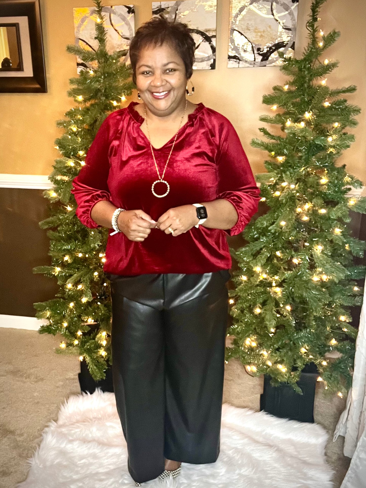 PLEATHER CROPPED PANT