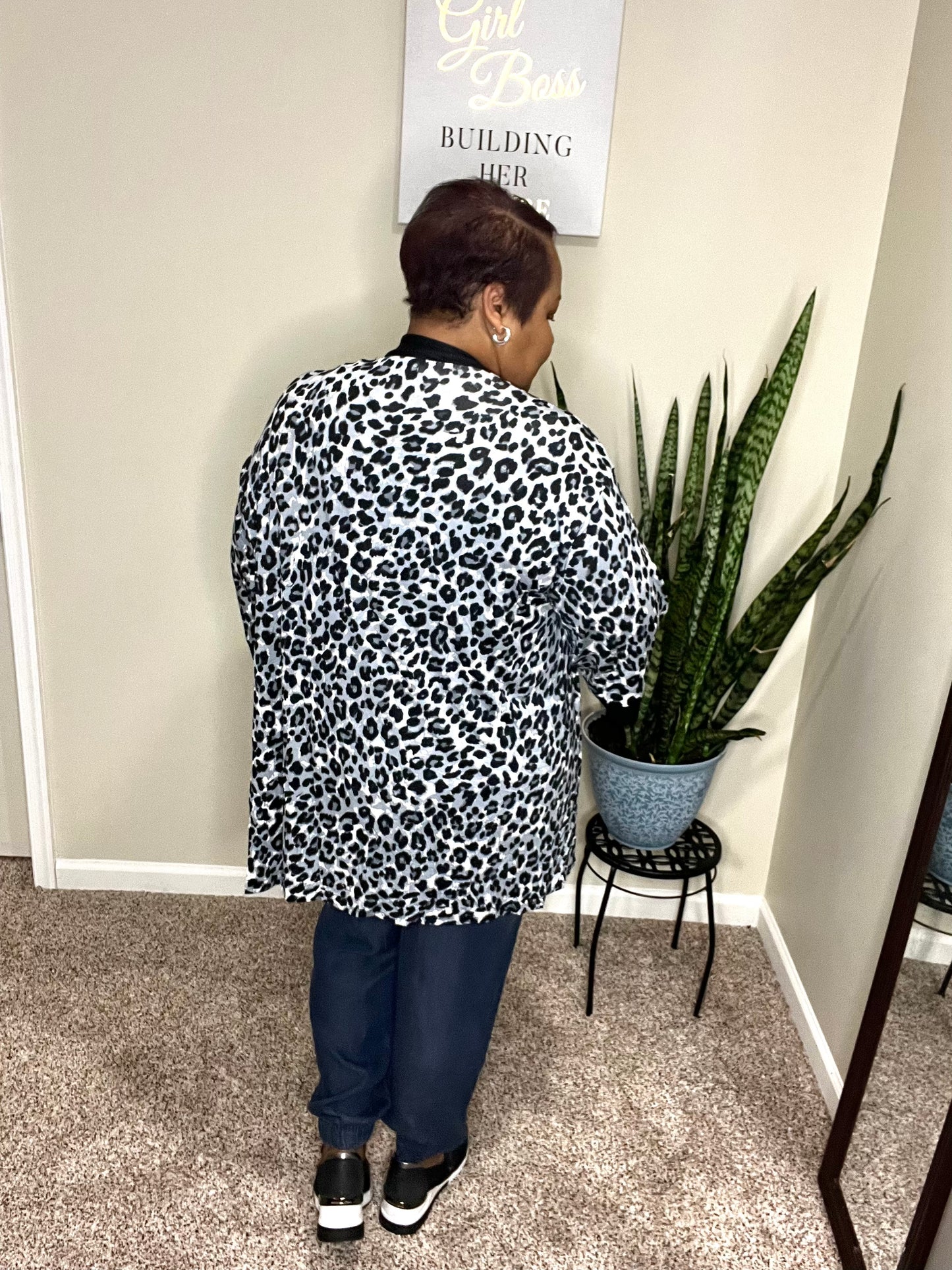 LEOPARD PRINT OPEN FRONT KIMONO CARDIGAN