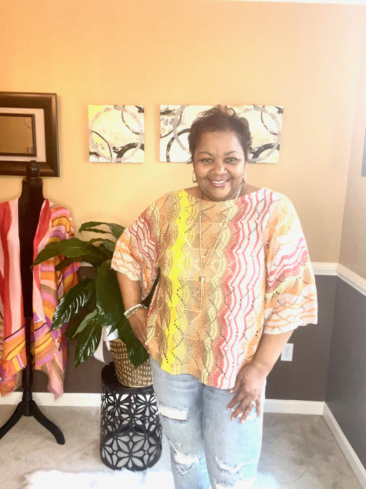 Multi Color Thread Mix Knitted Sweater Top