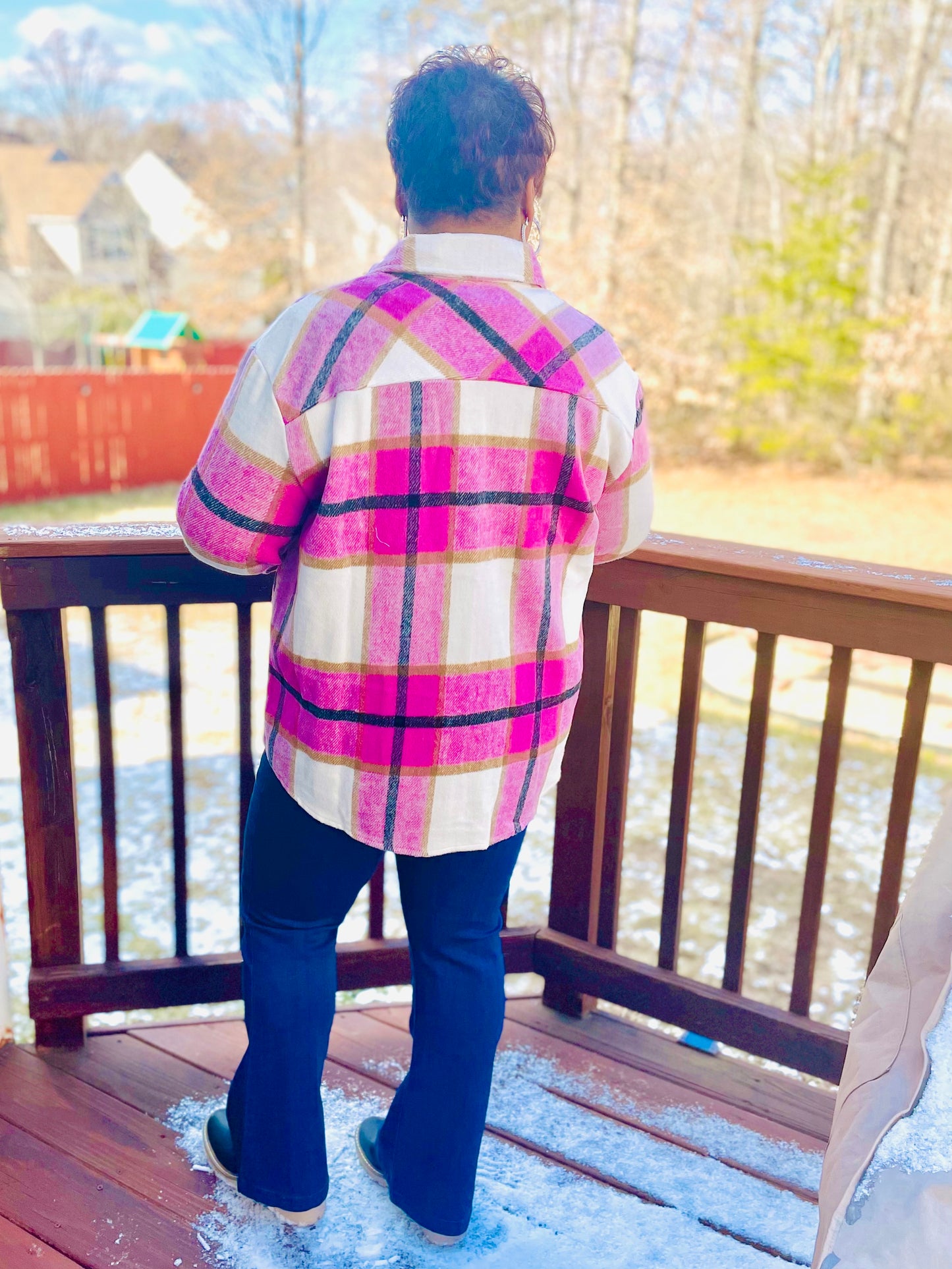 Pink Plaid Fleece Shacket