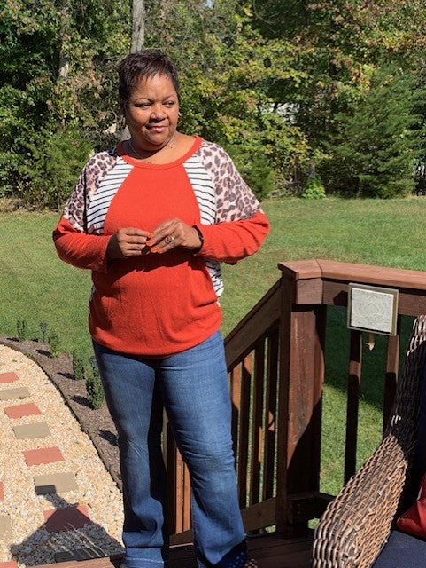 Sweater Knit Jersey Striped and Leopard Print